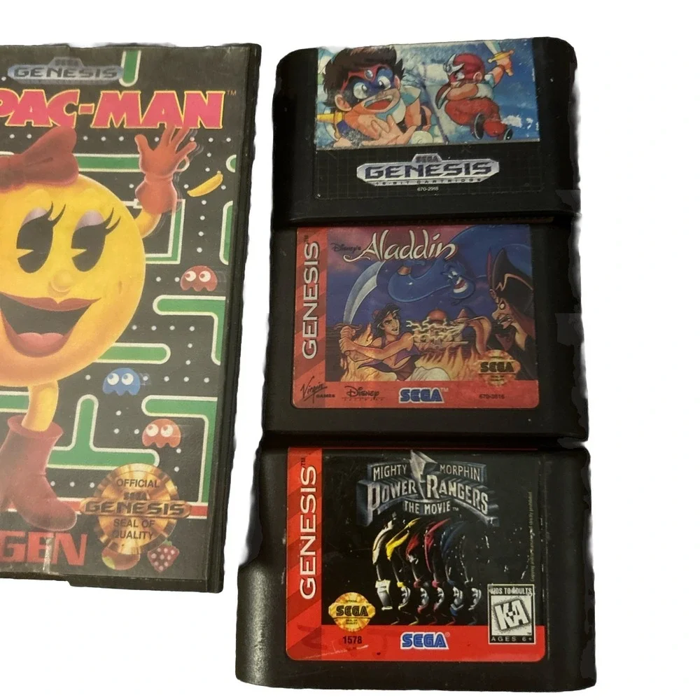 Vtg Lot of 7 Sega Genesis Game Cartridges Batman And Robin Chiki Chiki Boys More